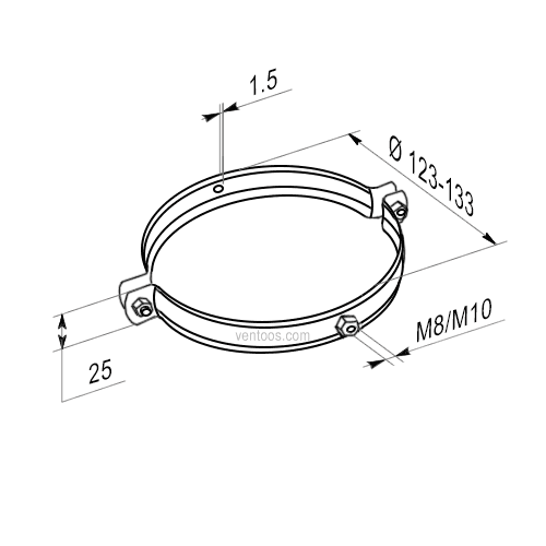 Хомут металлический 125 - размеры